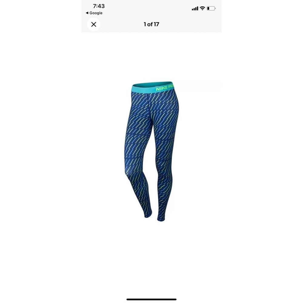 Nike Leggings Womens Size XL Blue Core Bolt Print Compression 684665-455
